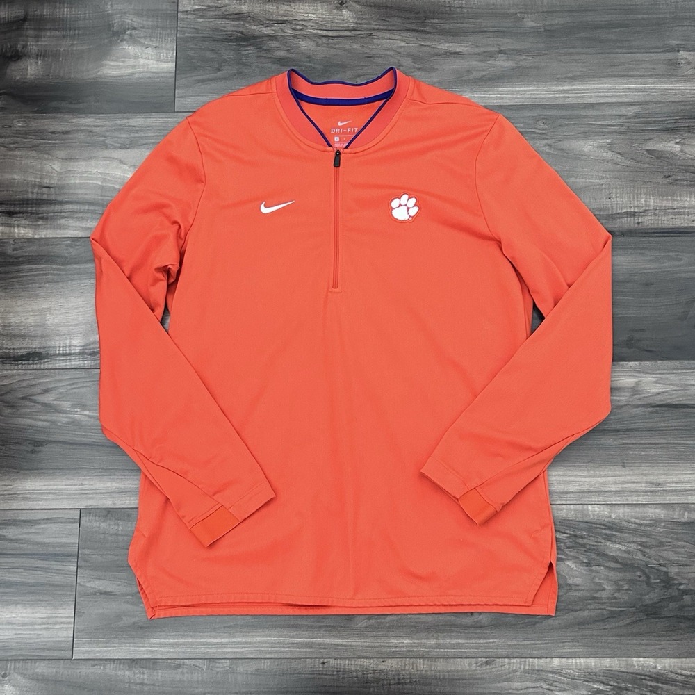 Nike Clemson Tigers 1/4 Zip Pullover Jacket Mens Size Large Orange Purple